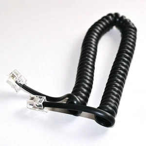 Kabel słuchawkowy do telefonu 1,5 m czarny skręcony RJ-10 4P4C 1,5 m spiralny przewód spiralny - Zdjęcie 1 z 2