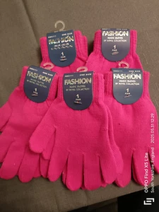 kids/womens pink magic gloves one size fits all 5 pack new - Picture 1 of 3
