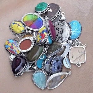 Sunstone & Mix Gemstone 925 Sterling Silver Plated Wholesale Design Pendant Lot - Picture 1 of 3