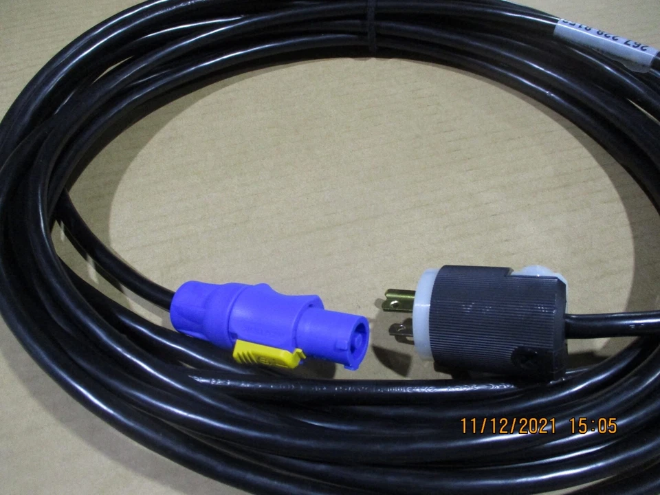 Powercon a macho Edison 25' NUEVO Hubbell Edison Genuino Neutrik Powercon Foto 1 de 1