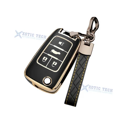 Llavero abatible de protección completa negro con llavero para Chevy Cruze Malibu Camaro Foto 1 de 4