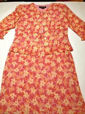 Cynthia howie maggy boutique 100% silk high skirt/blazer vintage office wear sz4 - Image 1 of 4