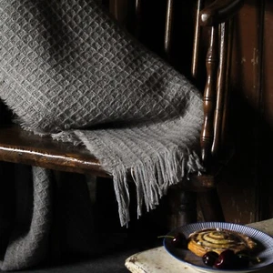 Grey British Made Rustic Wool Blanket - Quality Warm Country Farmhouse - Picture 1 of 6