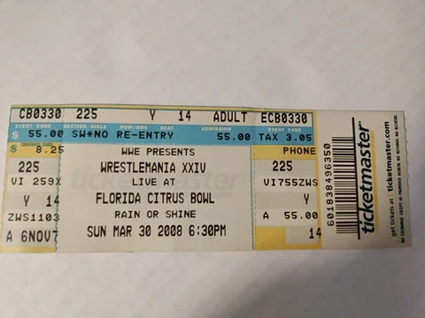 WRESTLEMANIA 24 XXIV Ticket stub Floyd Mayweather, Rick Flair With Lanyard! 2008 Cover