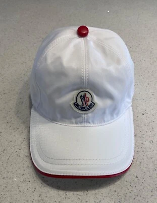 Gorra de béisbol Moncler vintage logotipo placa blanco nailon tamaño ajustable Foto 1 de 4