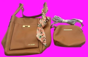 STEVE MADDEN Faux Leather Cognac Crossbody and Tote Lot of 2 - Picture 1 of 16