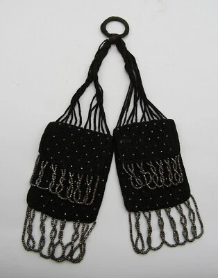 ANTIQUE VICTORIAN MISER DOUBLE COIN PURSE - HAND CROCHETED w/CUT STEEL BEADS - Image 1 of 4