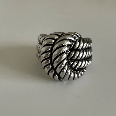 Lia Sophia Silver Tone Triple Row Twisted Design Chunky Band Ring Size 6 - Image 1 of 4