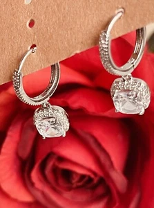 Silver plated crystal CZ earring droppers with huggy fittings Add Some Sparkle.. - Picture 1 of 6