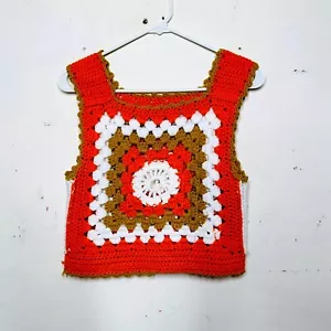 Vintage handmade granny square crochet vest size xs - Picture 1 of 6
