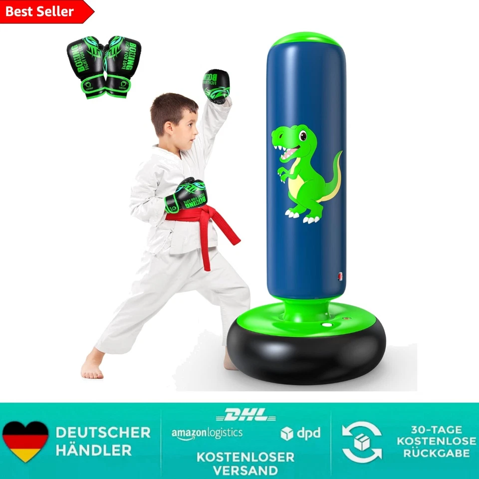 QPAU Boxsack Kinder, Aufblasbarer Standboxsack für 3-8 Kinder, Geschenke FüR ...