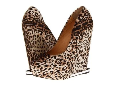 L.A.M.B. Dorothee Negro Blanco Guepardo Cuña Plataforma CORDERO Slip On Diseñador Marrón Foto 1 de 4