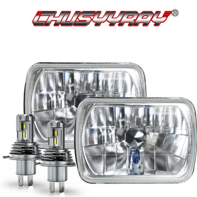 一对 5x7"7x6"50W LED 车头灯高/低光束适合道奇 D150 D250 D350 Ram 50 H4 — 第 1/4 张图片