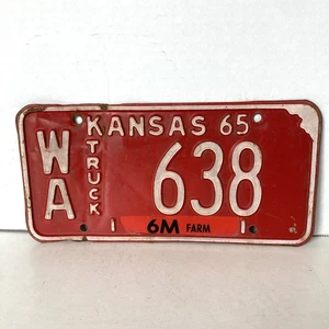 1965 Kansas Truck License Plate 638 Wallace County WA Collector Garage Man Cave - Picture 1 of 3