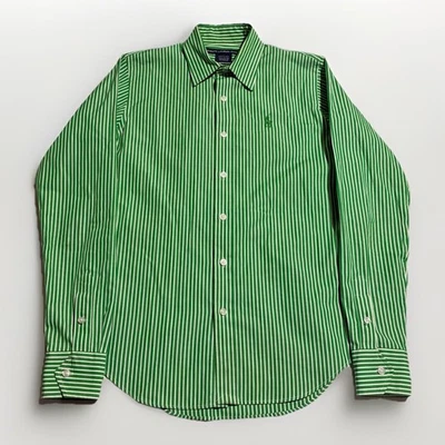 Ralph Lauren Sport Slim Fit Green White Stripe Button Down Shirt Pony Logo  - Image 1 of 4