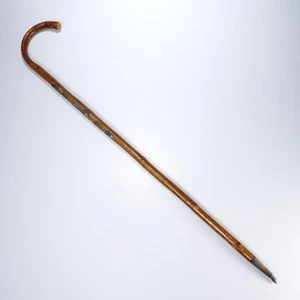 Antiker Wander Walking Memory Souvenir Stock Stock Deutschschweizer Alpen Abzeichen 34,5" - Bild 1 von 7