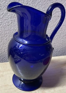 Vintag Metropolitan Museum Of Art Hand Blown SARATOGA Cobalt Blue Glass Pitcher - Picture 1 of 15