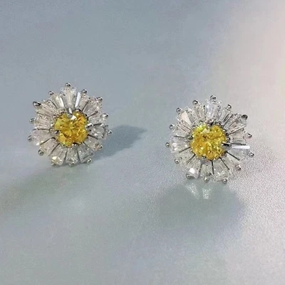 Nuevo En Caja GIft Pendientes Idylia Corte Mixto, Sol, Amarillo, Chapado en Rodio Foto 1 de 4