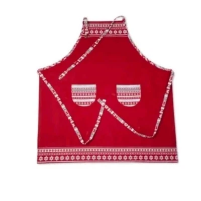 Martha Stewart The Holiday Collection Delantal Rojo Copo de Nieve 100% Algodón Fair Isle Foto 1 de 4