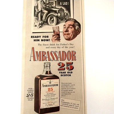 Ambassador 25-летний смешанный шотландский виски - 1950 винтажный печатная реклама Ephemera - Изображение 1 из 4