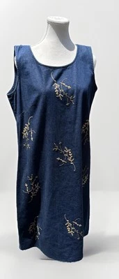 VTG 90’s Liz Claiborne Sz 14 1X Lizwear Jeans Maxi Sleeveless Denim Patio Dress - Image 1 of 4