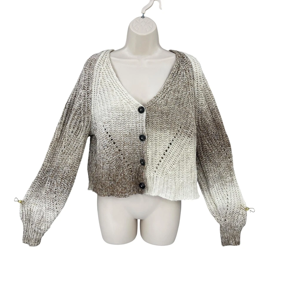 Cárdigan Suéter Natural Reflections Mujer Academia Marrón Ombre Botón Talla M Foto 1 de 4