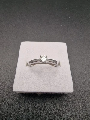 Платиновое помолвочное кольцо с одним бриллиантом 950 твердое тело тяжелый размер J - Изображение 1 из 4