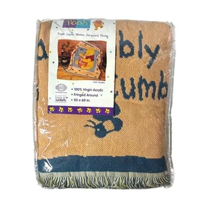 Vintage Disney Winnie The Pooh Beacon Throw Coperta Un Rumbly In My Tumbly 50X60 - Foto 1 di 3