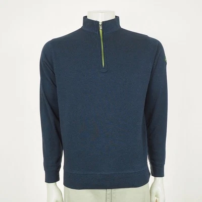 Свитер мужской Peter Millar Crown комфортный с блокировкой средний темно-синий для гольфа на молнии 1/4 - Изображение 1 из 4