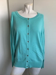 *NUEVO SIN ETIQUETAS* Eddie Bauer Mujer’s Talla Grande Verde azulado Abotonado Manga Larga Cárdigan Suéter - Imagen 1 de 5