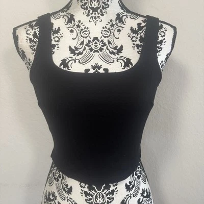 Blusa cropped feminina Joe & Elle tamanho M média preta sem mangas - Imagem 1 de 4