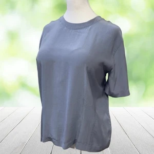 Blusa de lujo minimalista azul grande vintage CASUAL CORNER de seda para mujer años 90 Y2K - Imagen 1 de 10