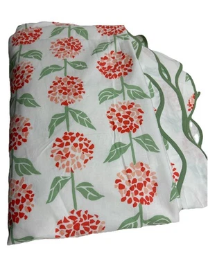LULU DK MATOUK PEONY TWIN DUVET COVER SCALLOPED PINK GREEN - Image 1 of 4