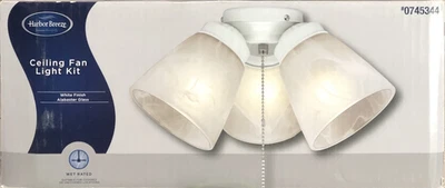 HARBOR BREEZE CEILING FAN 3-LIGHT KIT Frosted Alabaster Glass Shade White Finish - Image 1 of 2