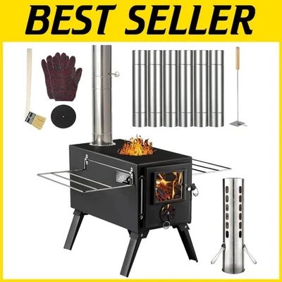 Estufa de leña portátil con chimenea desmontable Foto 1 de 4
