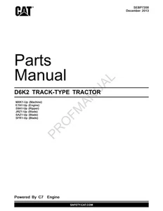 Caterpillar Cat D6K2 Track Type Tractor Parts Catalog Manual SEBP7200 - Picture 1 of 1