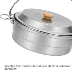 Stainless Steel Portable Outdoor Steamer for Rice Noodle Soup Cooking on Travel - Picture 1 of 10