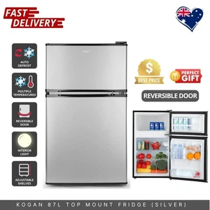 Kogan 87L Top Mount Fridge Freezer Silver Compact AU Stock Gift - Picture 1 of 9
