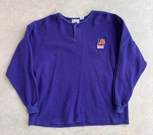 Vintage Phoenix Suns Sweatshirt Size XL 2 Button Fleece 90s NBA purple The Game - Picture 1 of 8