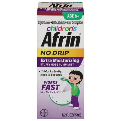Afrin Extra Moisturizing Nasal Spray for Kids Age 6 Cold Allergy Relief 0.5oz - Image 1 of 4