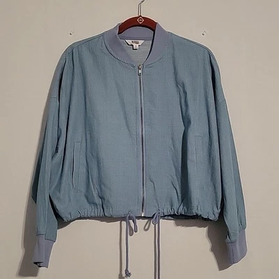 BB Dakota by Steve Madden Chaqueta Bomber Recortada Talla M Azul Algodón Ligero Foto 1 de 4