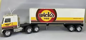 Vintage Nylint Wicks Pies Pressed Steel SemiTruck Trailer 18 Wheeler Tandem Axel - Picture 1 of 9