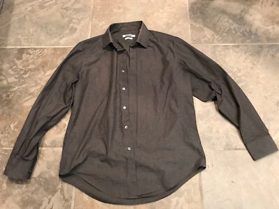 Camisa de vestir oscura manga larga DKNY talla 15-1/2 mediana 32/33 para hombre Foto 1 de 4