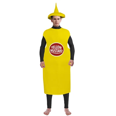 Red Tomato Delicious Ketchup Costume Adult Boy Girl Funny Disguise Suit Yellow M