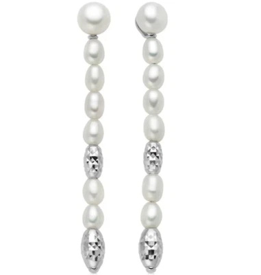 Orecchini Miluna Donna Argento 925 Pendente Perle 4-4,5 e Boule Ovali _PER2793B - Immagine 1 di 2