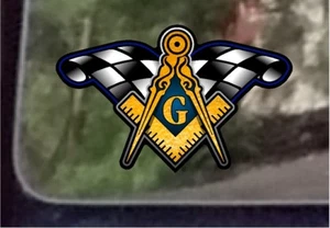 ProSticker 017 (4pk) 3" Masonic  Racing Decals Sticker Compass Square Blue Lodge - Picture 1 of 2