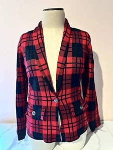 Belldini Black and Red Plaid Sweater Blazer, NWT, Size L - Picture 1 of 20