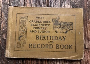 Vintage Dietz Cradle Roll Birthday & Record Book and Six Related Vintage Photos - Picture 1 of 14