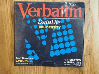 "Paquete de 10 disquetes Verbatim DataLife Colors MD2-D 5 1/4"" nuevos sellados" Foto 1 de 4