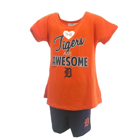 Detroit Tigers Girls MLB Infant Toddler Size 2-Piece Shirt with Shorts Set New Cover